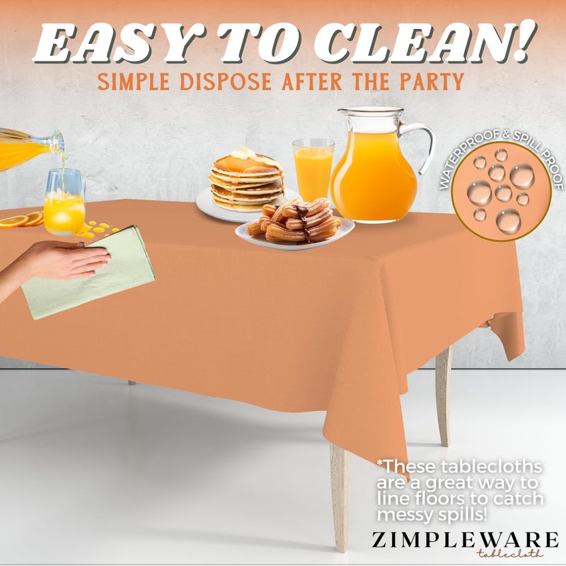 ZIMPLEWARE Premium Peach Plastic Table Cloth Disposable (12 Pk) Plastic Tablecloths for Rectangle Tables (54in x 108in) Party Table Cloths Disposable for 6ft to 8ft Rectangle Tables - Image 5